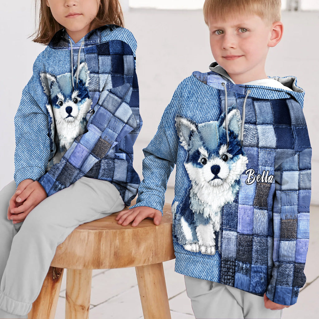T-shirt personnalisé « J’adore le Shiba Inu » avec un chien.