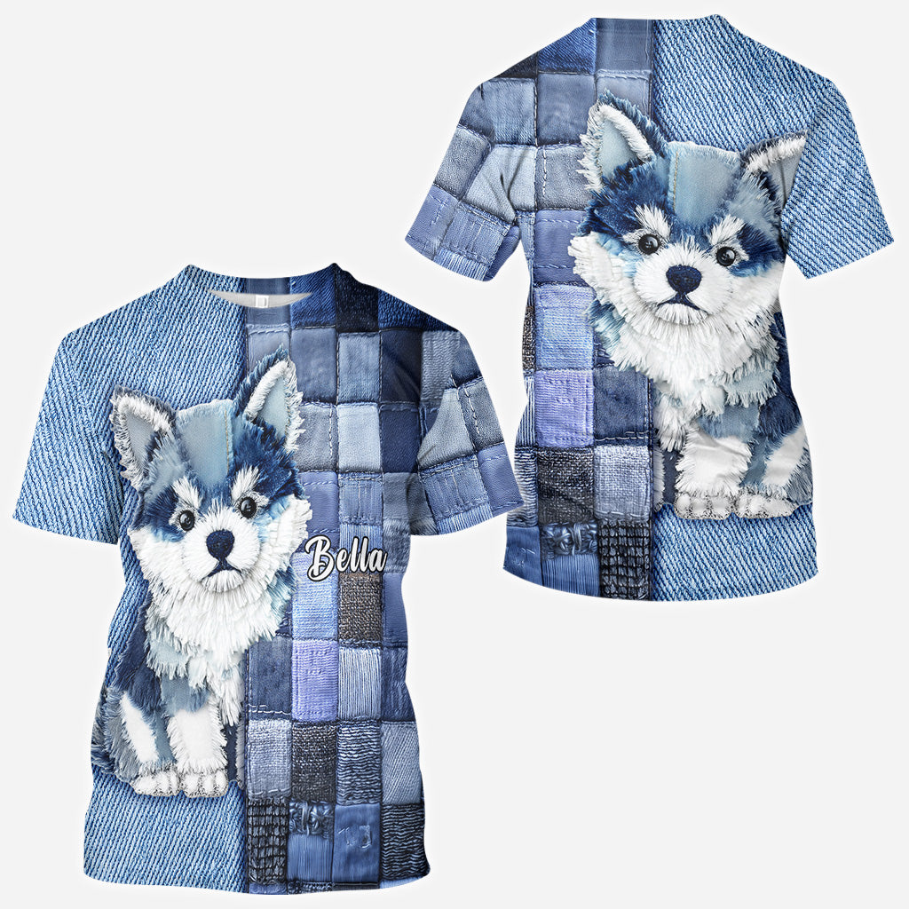 T-shirt personnalisé « J’adore le Shiba Inu » avec un chien.