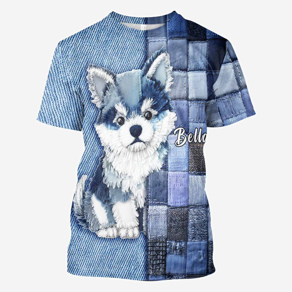 T-shirt personnalisé « J’adore le Shiba Inu » avec un chien.