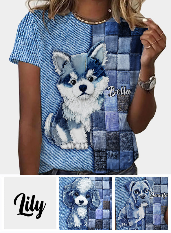 T-shirt personnalisé « J’adore le Shiba Inu » avec un chien.