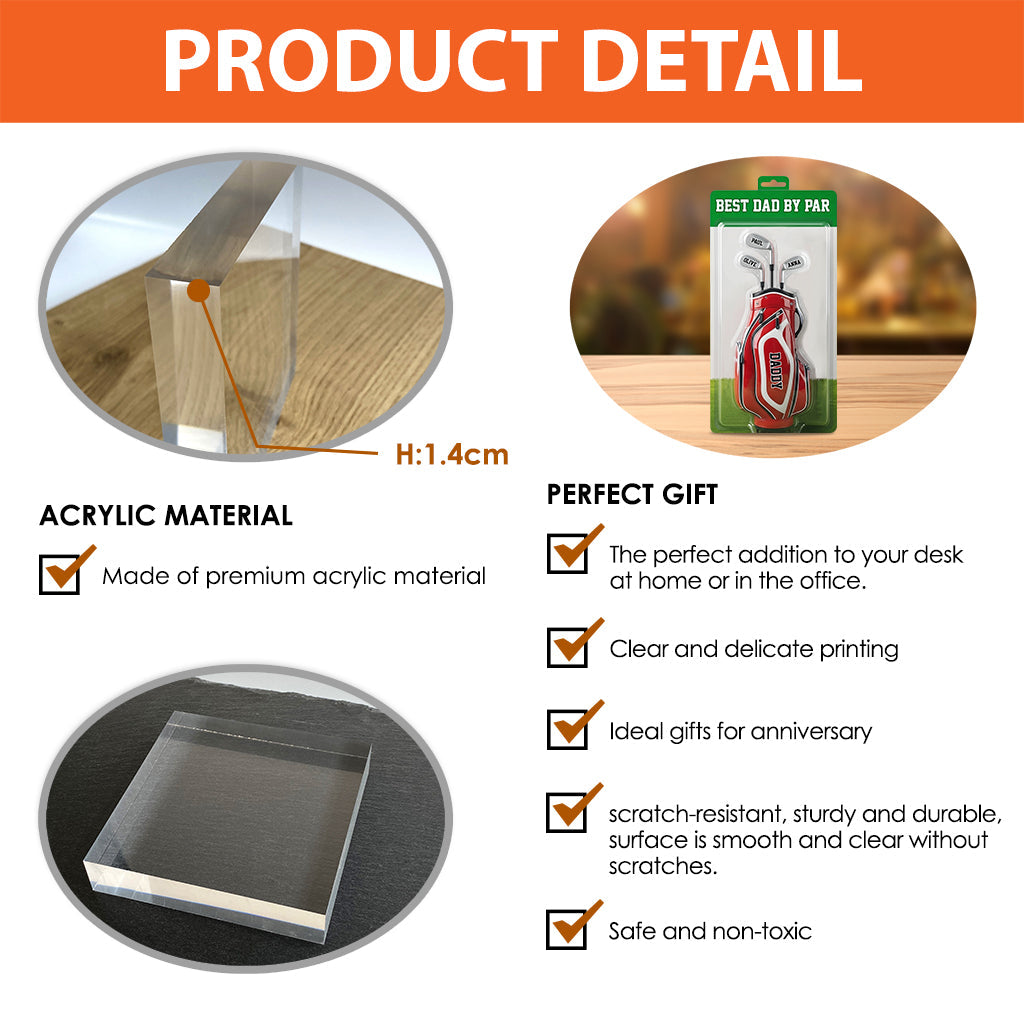 Meilleur papa selon le par - Plaque acrylique personnalisée de golf en forme de carte de crédit