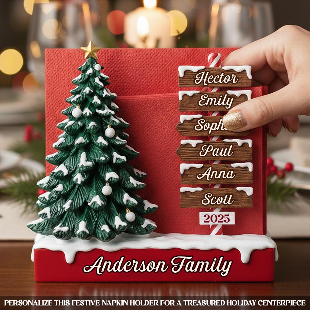 Cadeau de Noël pour la famille - Porte-essuie-tout familial personnalisé