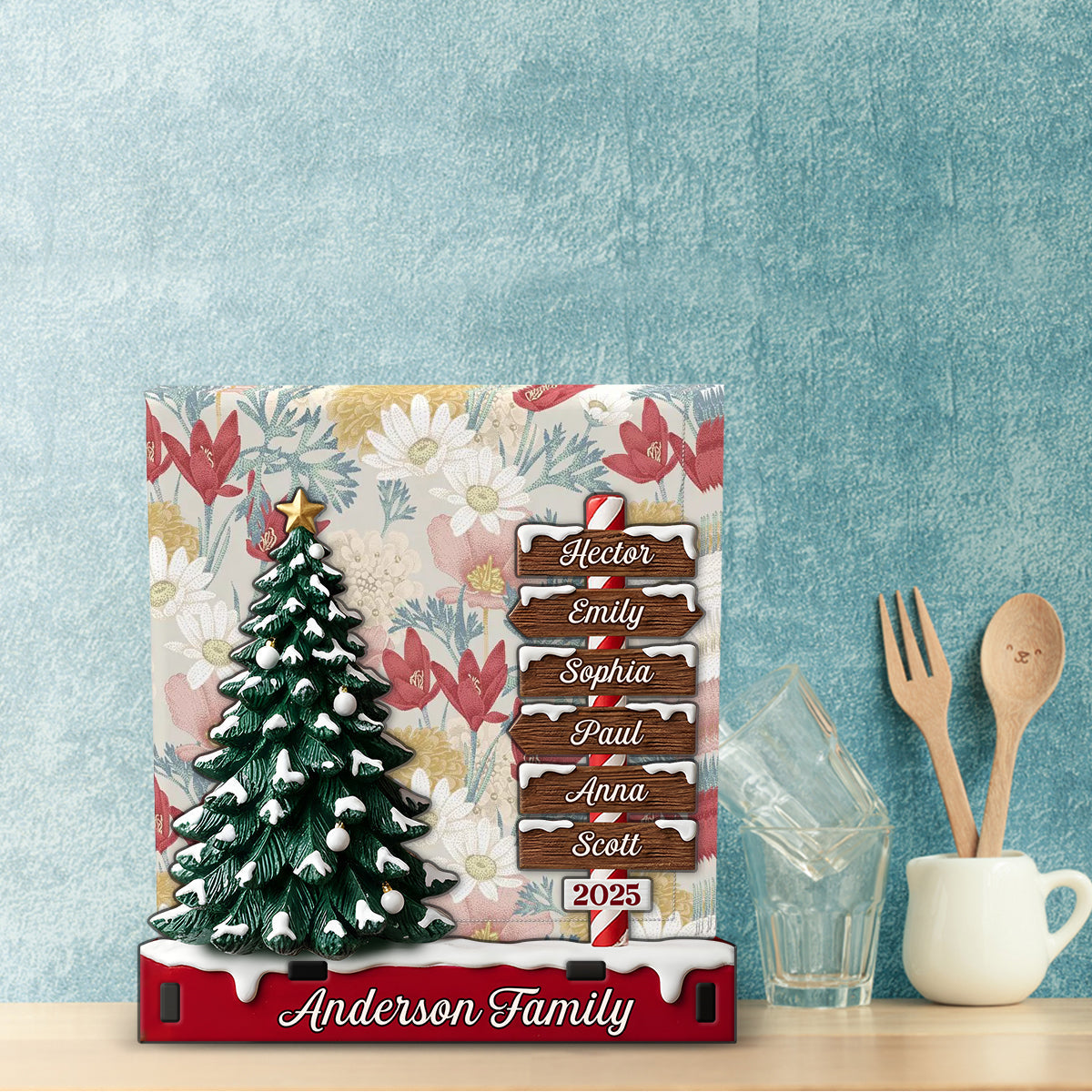 Cadeau de Noël pour la famille - Porte-essuie-tout familial personnalisé