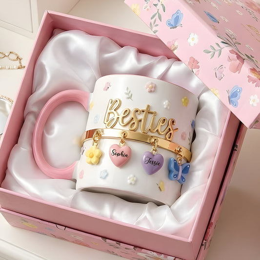I Wish We Lived Closer Perfect Gift For Besties - Personalized Bestie Accent Mug & Coaster