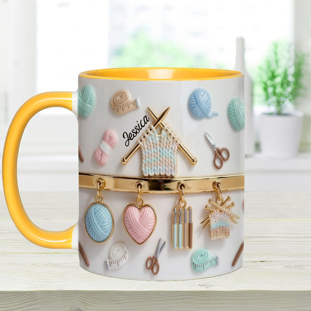 Love Crocheting / Knitting - Personalized Crocheting Accent Mug & Coaster
