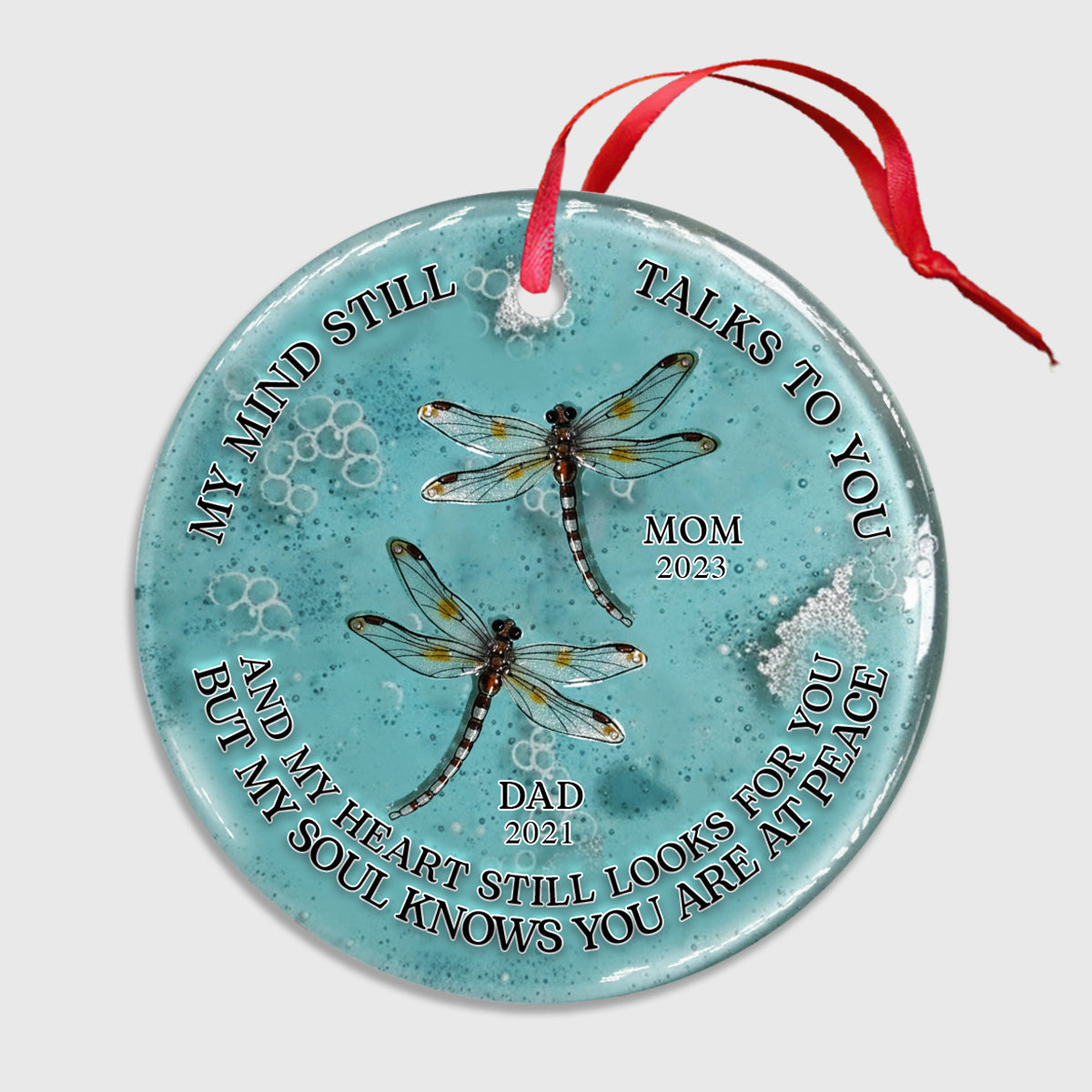 Dragonfly My Mind My Heart My Soul - Personalized Memorial Ceramic Circle Ornament