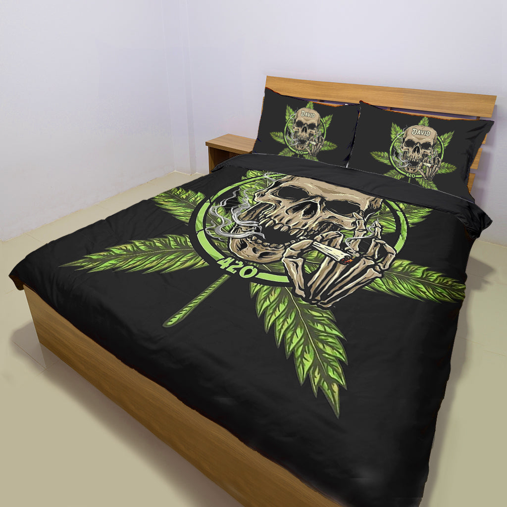 Ensemble de literie Art Skull - Ensemble de literie personnalisé sur le thème du cannabis