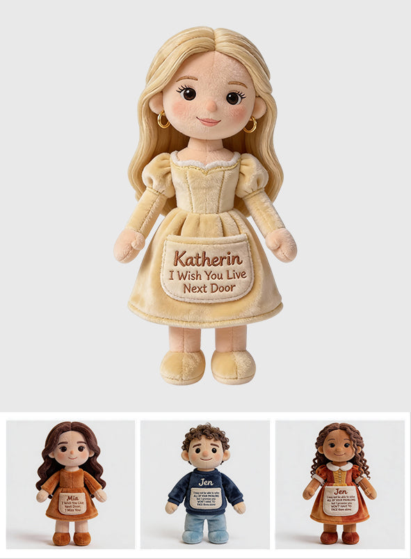 I Wish You Live Next Door - Personalized Bestie Faux Fur Shaped Pillow