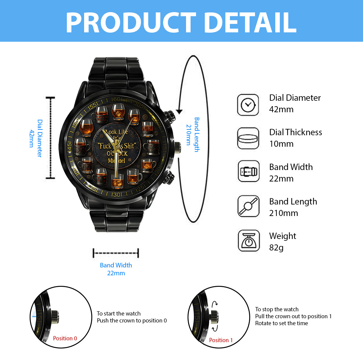 It's "F*ck This Shit" O'clock - Personalized Whisky Hand Watch