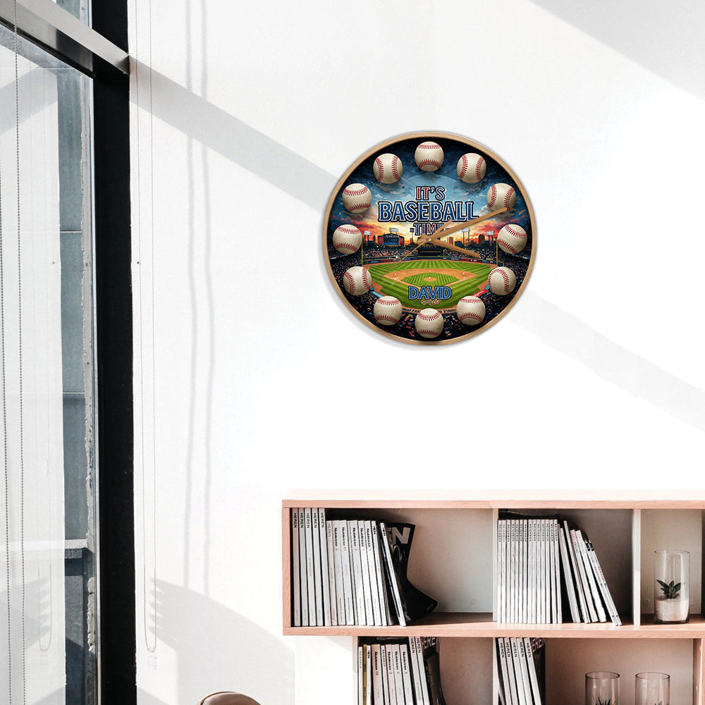 C'est l'heure du baseball ! - Horloge murale personnalisée sur le thème du baseball