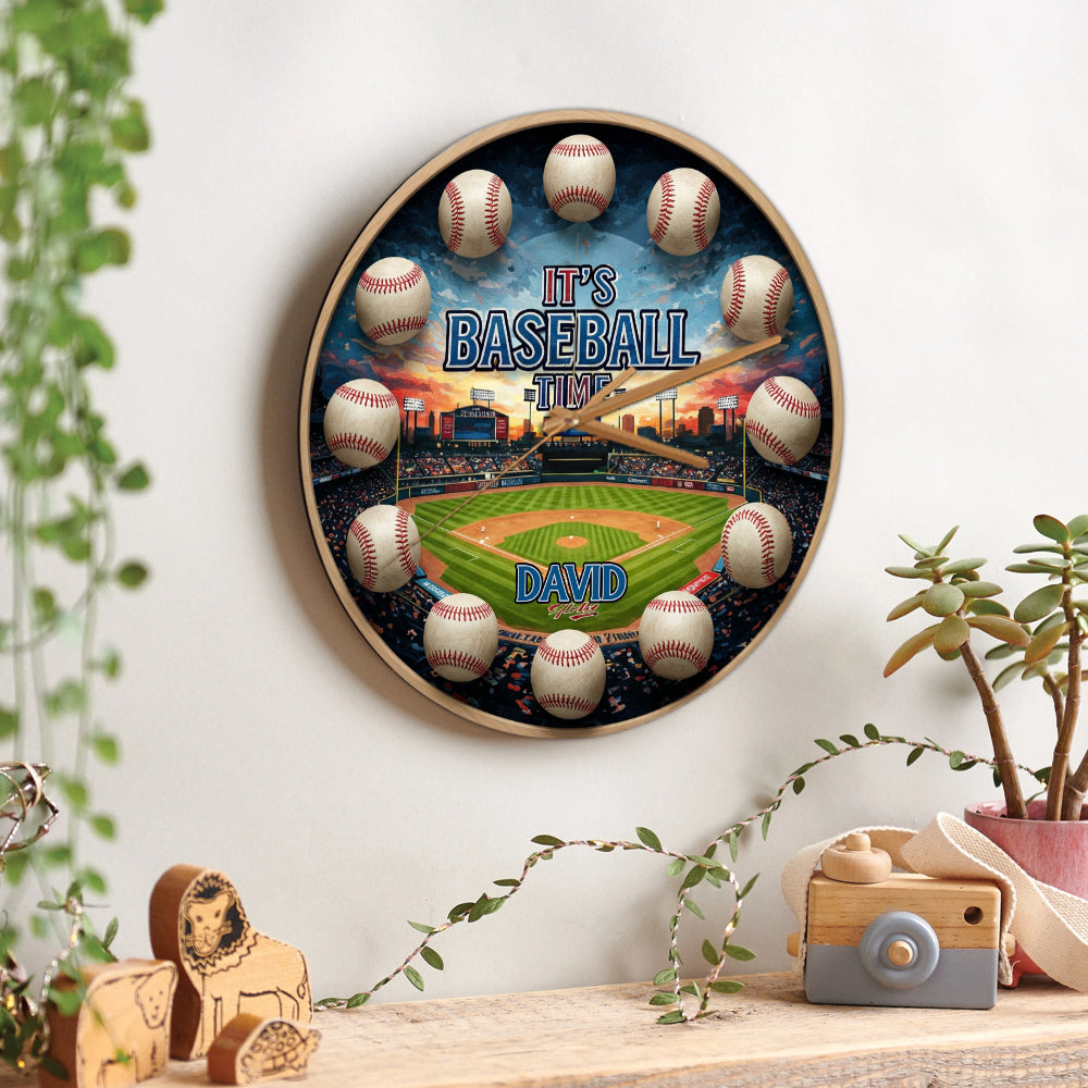C'est l'heure du baseball ! - Horloge murale personnalisée sur le thème du baseball