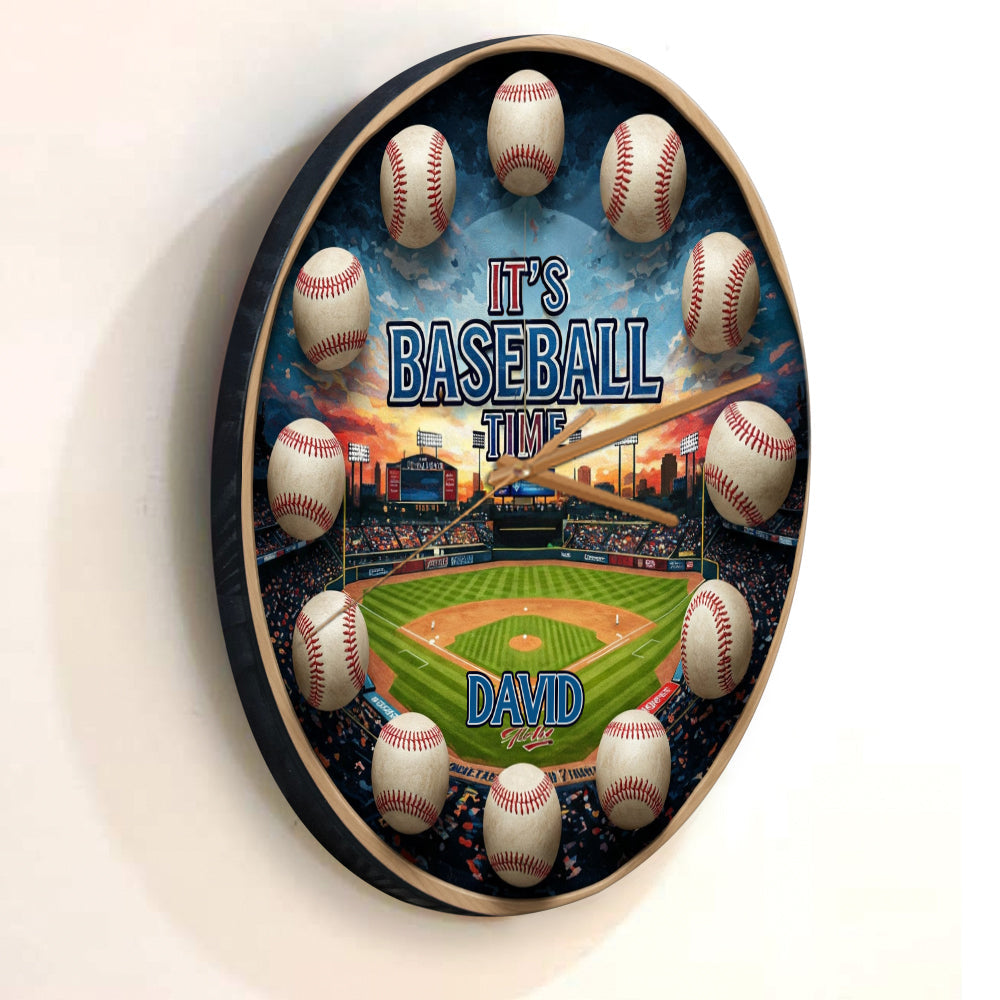 C'est l'heure du baseball ! - Horloge murale personnalisée sur le thème du baseball