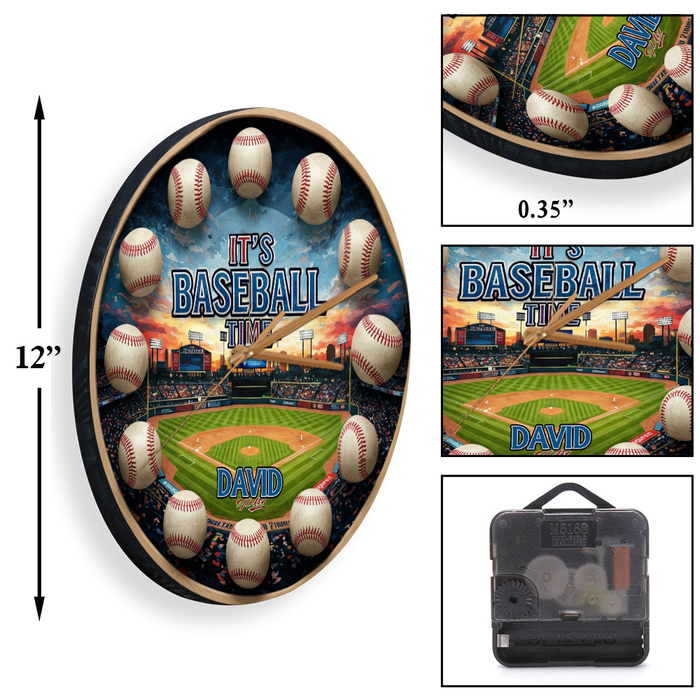 C'est l'heure du baseball ! - Horloge murale personnalisée sur le thème du baseball