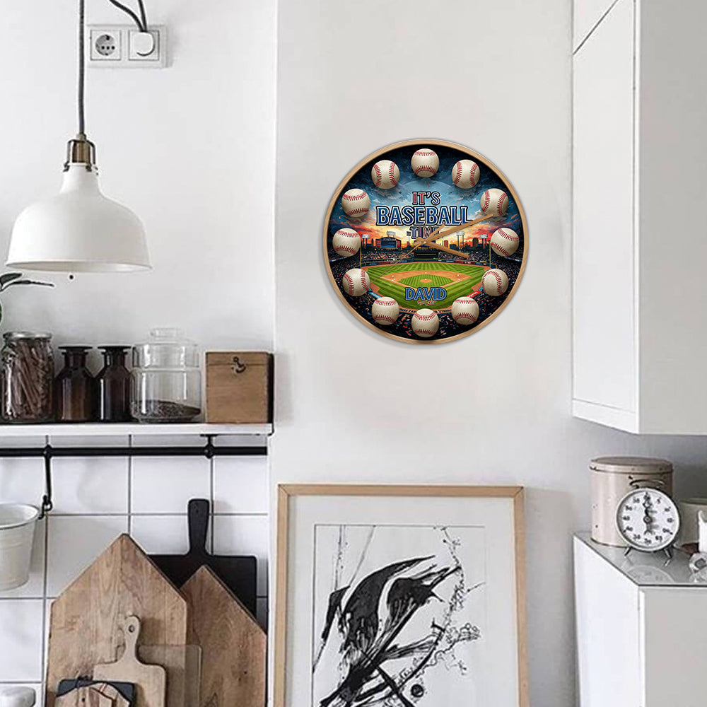 C'est l'heure du baseball ! - Horloge murale personnalisée sur le thème du baseball
