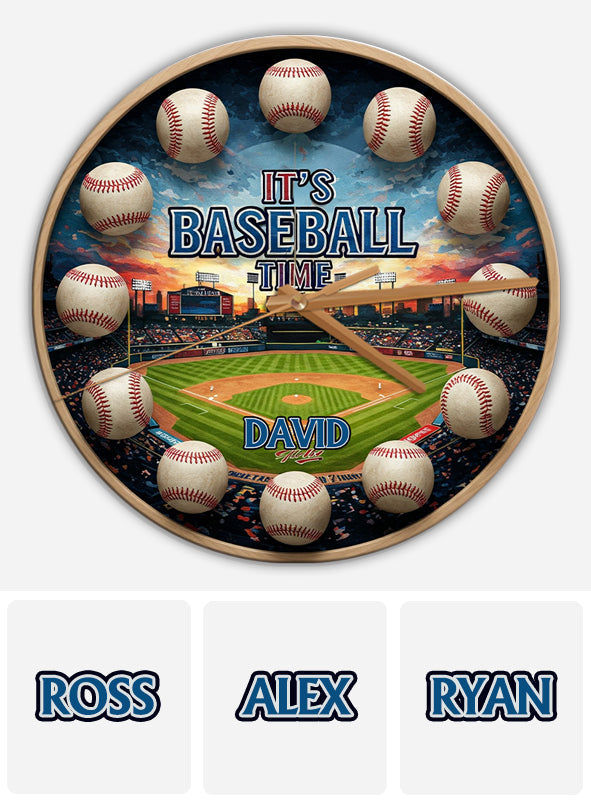 C'est l'heure du baseball ! - Horloge murale personnalisée sur le thème du baseball