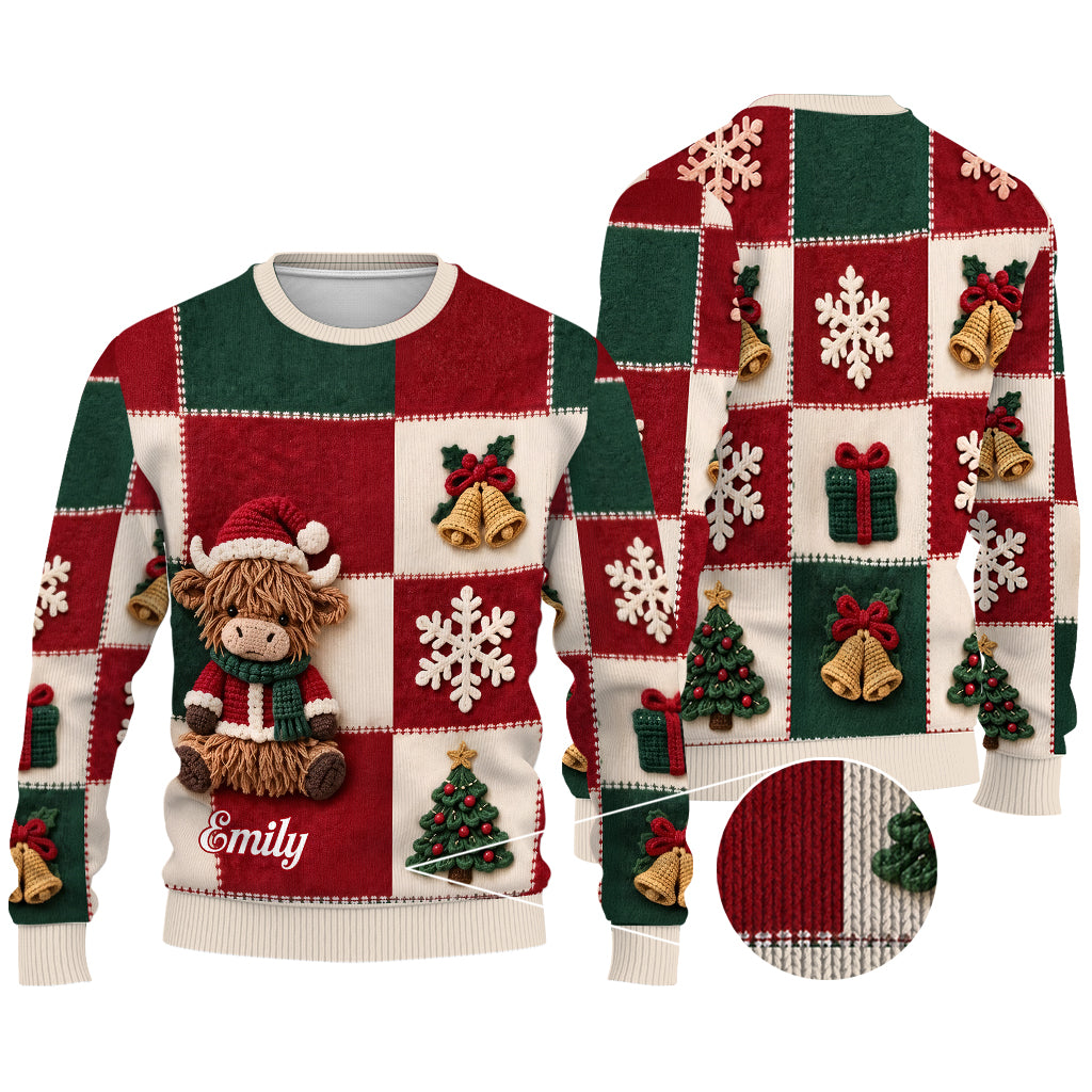Lieben Highland Cow Weihnachtsgeschenk - Personalisierter Highland Cow Cardigan
