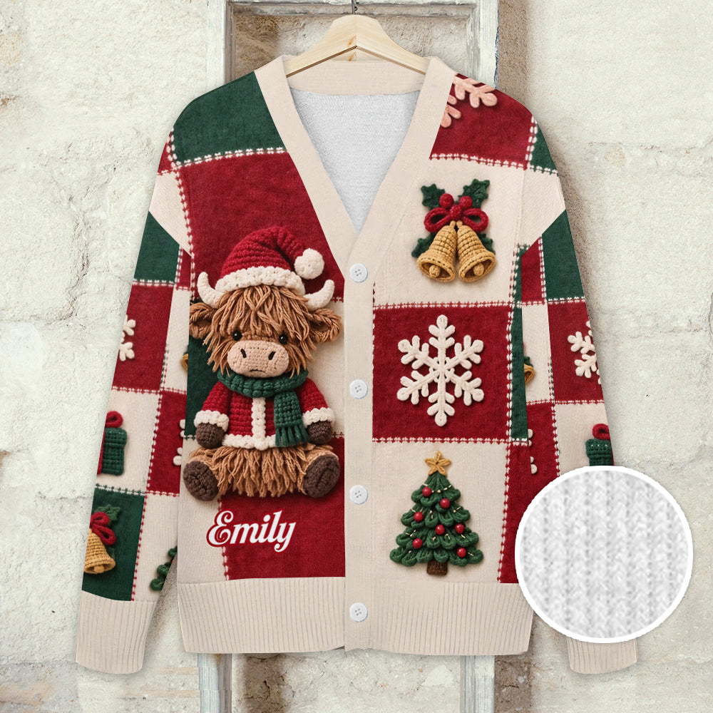 Lieben Highland Cow Weihnachtsgeschenk - Personalisierter Highland Cow Cardigan