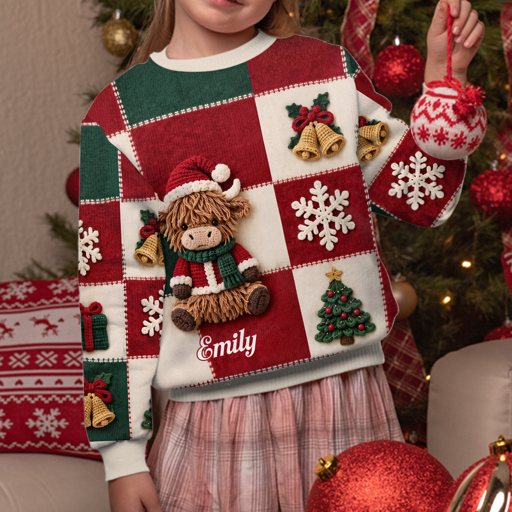 Lieben Highland Cow Weihnachtsgeschenk - Personalisierter Highland Cow Cardigan