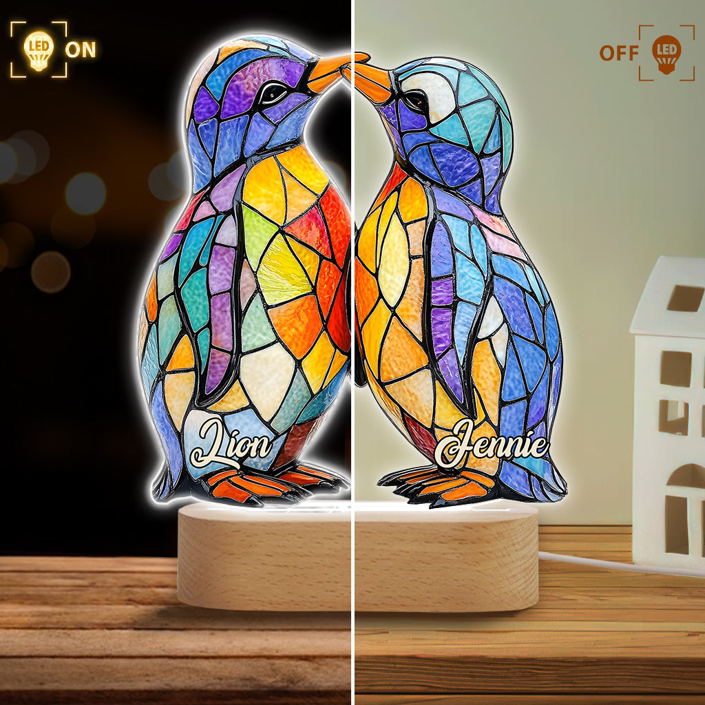 Tu es mon pingouin - Plaque lumineuse personnalisée en forme de pingouin pour les amoureux des pingouins