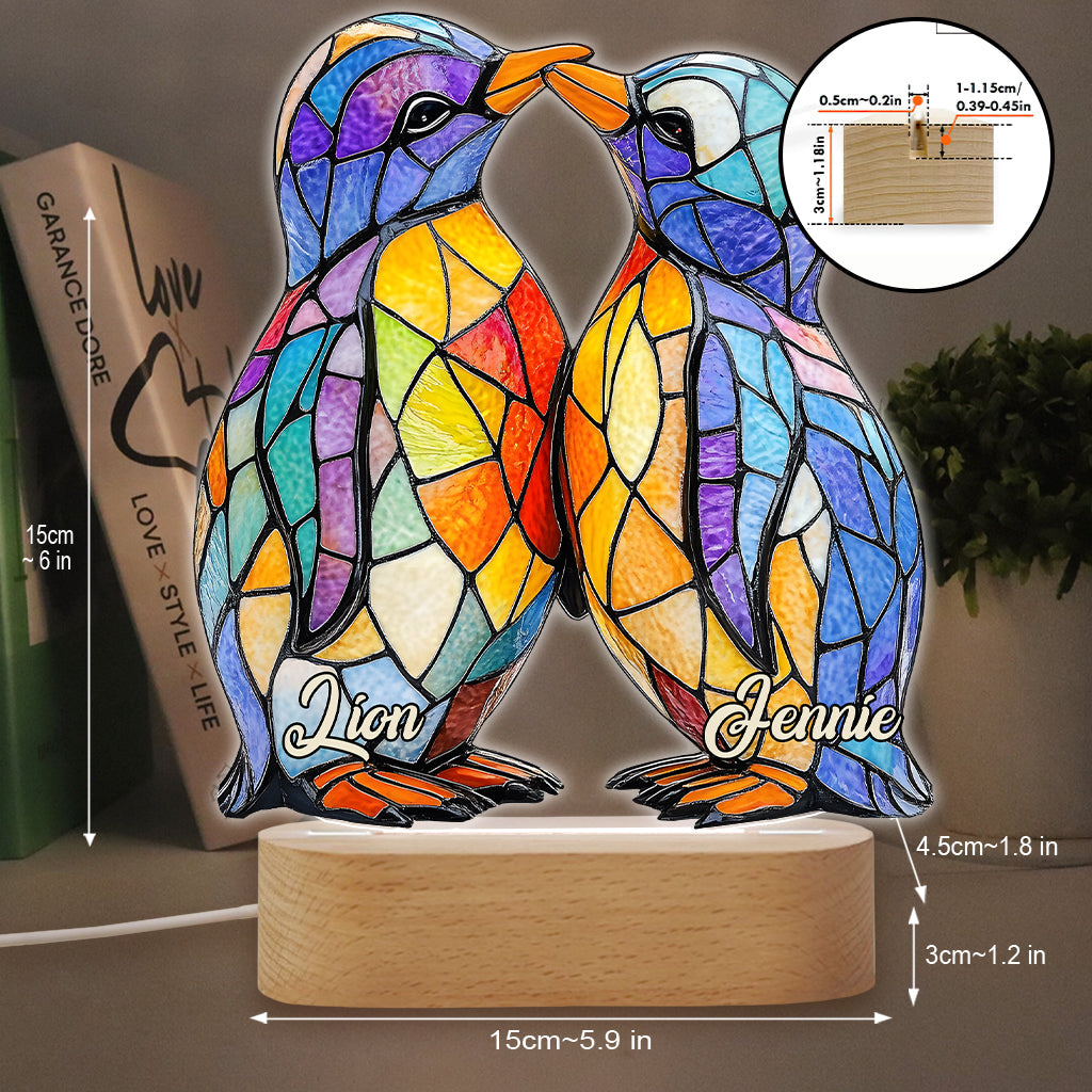 Tu es mon pingouin - Plaque lumineuse personnalisée en forme de pingouin pour les amoureux des pingouins