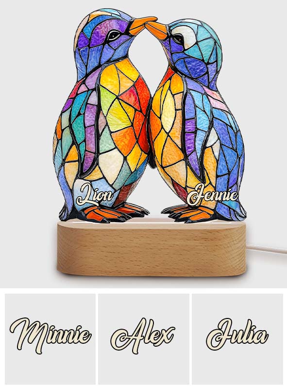 Tu es mon pingouin - Plaque lumineuse personnalisée en forme de pingouin pour les amoureux des pingouins