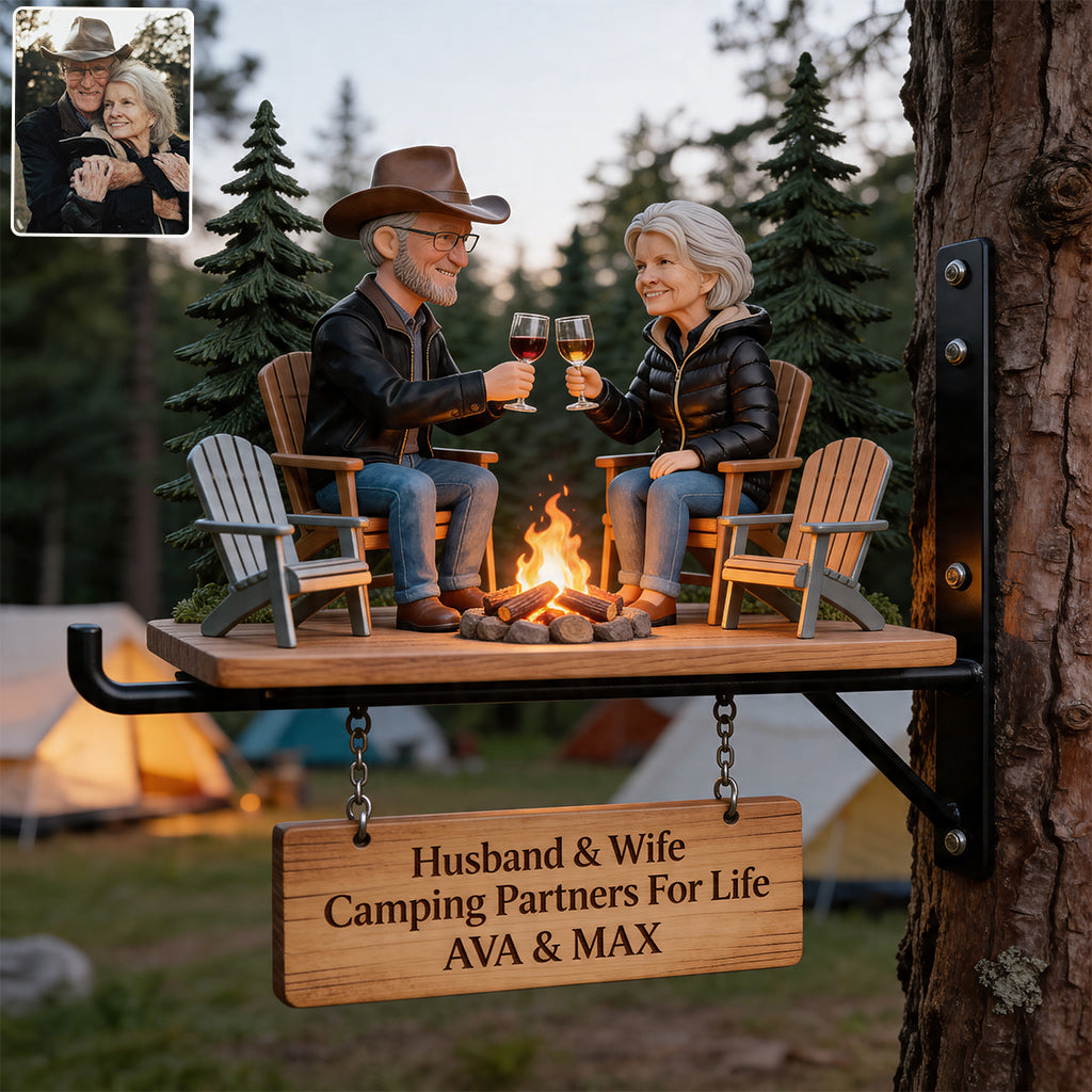 Willkommen auf unserem Campingplatz - Personalisierte Holz-Wandschilder