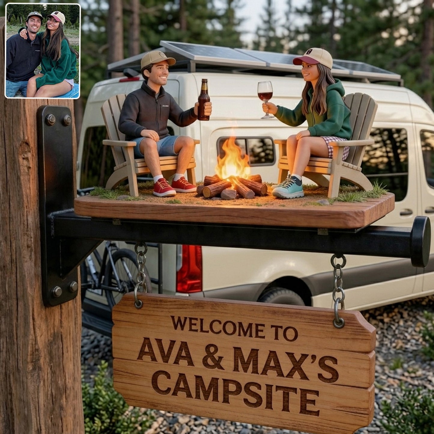 Willkommen auf unserem Campingplatz - Personalisierte Holz-Wandschilder