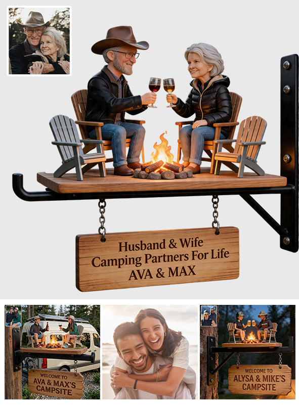 Willkommen auf unserem Campingplatz - Personalisierte Holz-Wandschilder