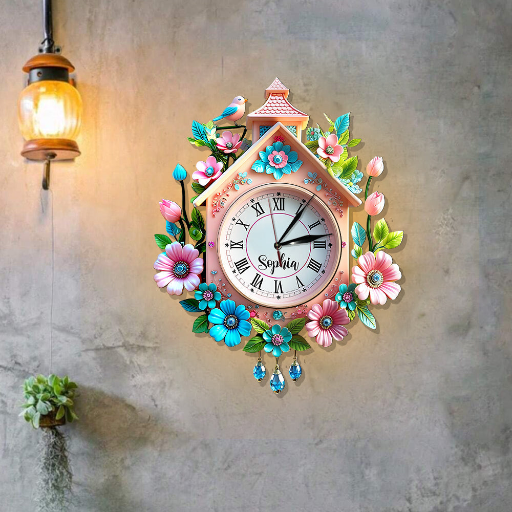 Spring Flowers - Personalized Family LED Light Wall Clock