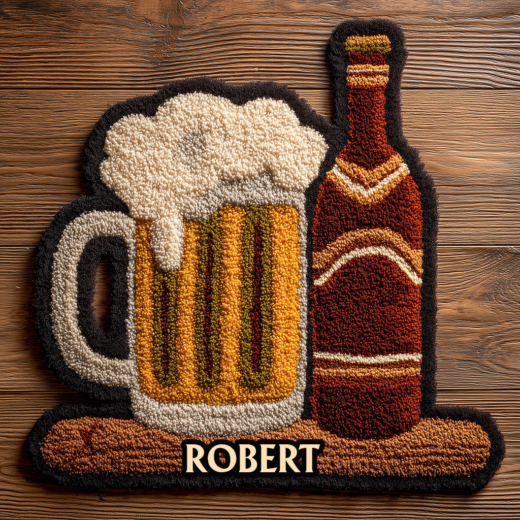 Cadeau unique pour les amateurs de bière - Tapis touffeté antidérapant personnalisé sur le thème de la bière