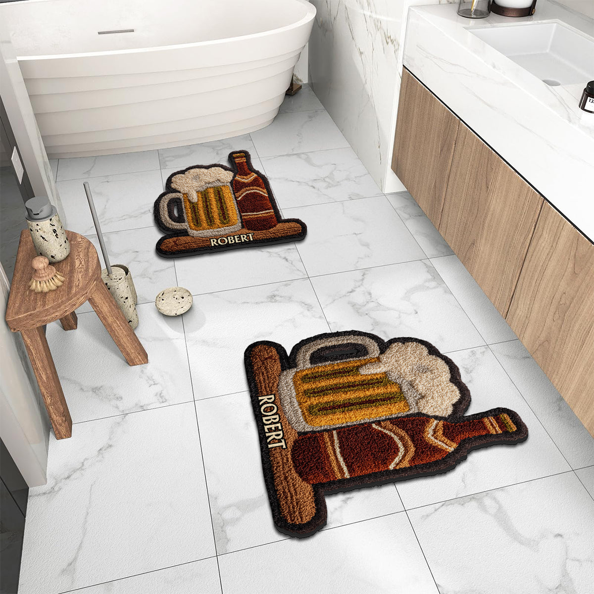 Cadeau unique pour les amateurs de bière - Tapis touffeté antidérapant personnalisé sur le thème de la bière