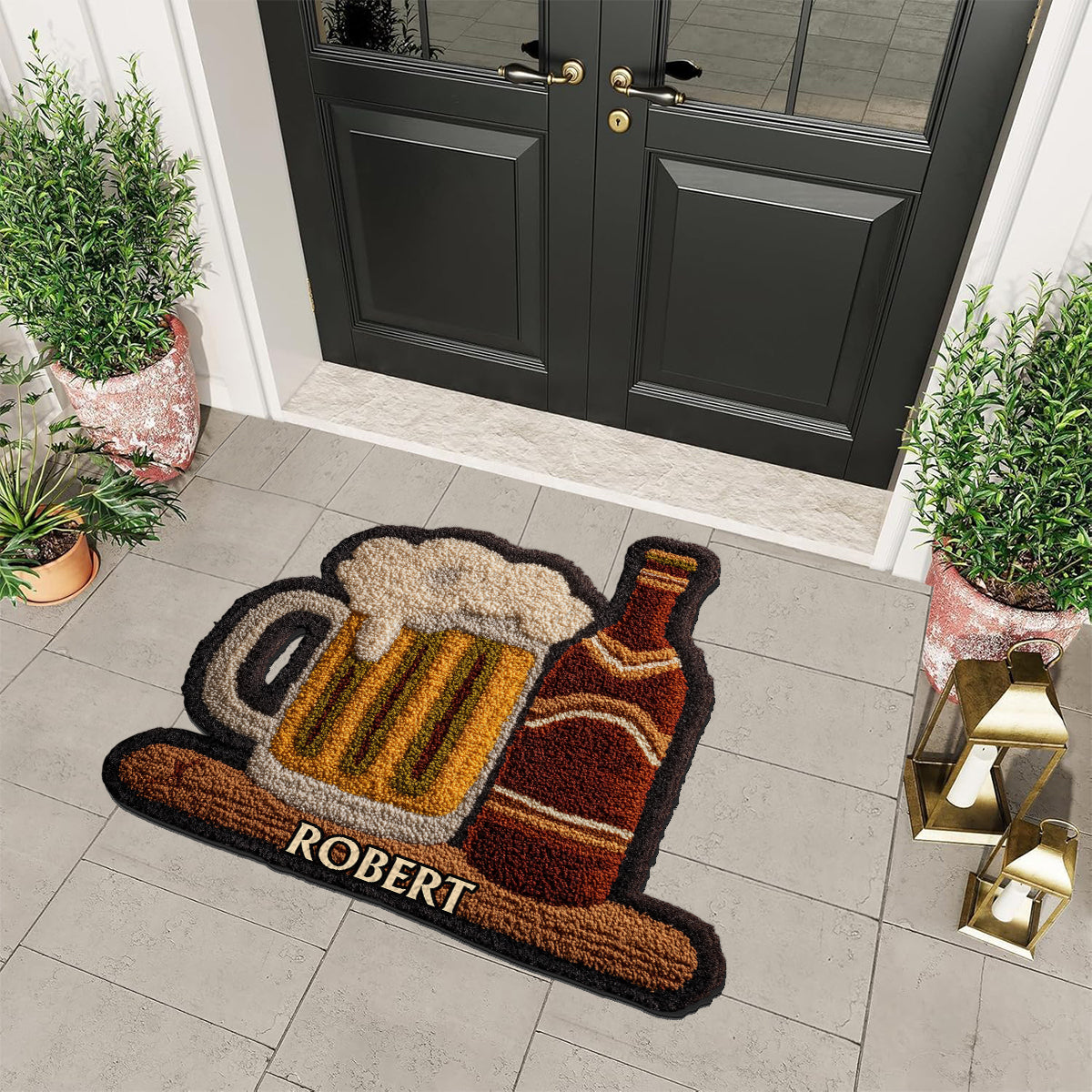 Cadeau unique pour les amateurs de bière - Tapis touffeté antidérapant personnalisé sur le thème de la bière