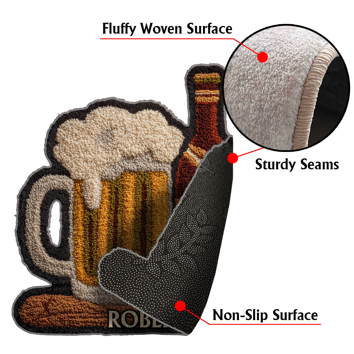 Cadeau unique pour les amateurs de bière - Tapis touffeté antidérapant personnalisé sur le thème de la bière