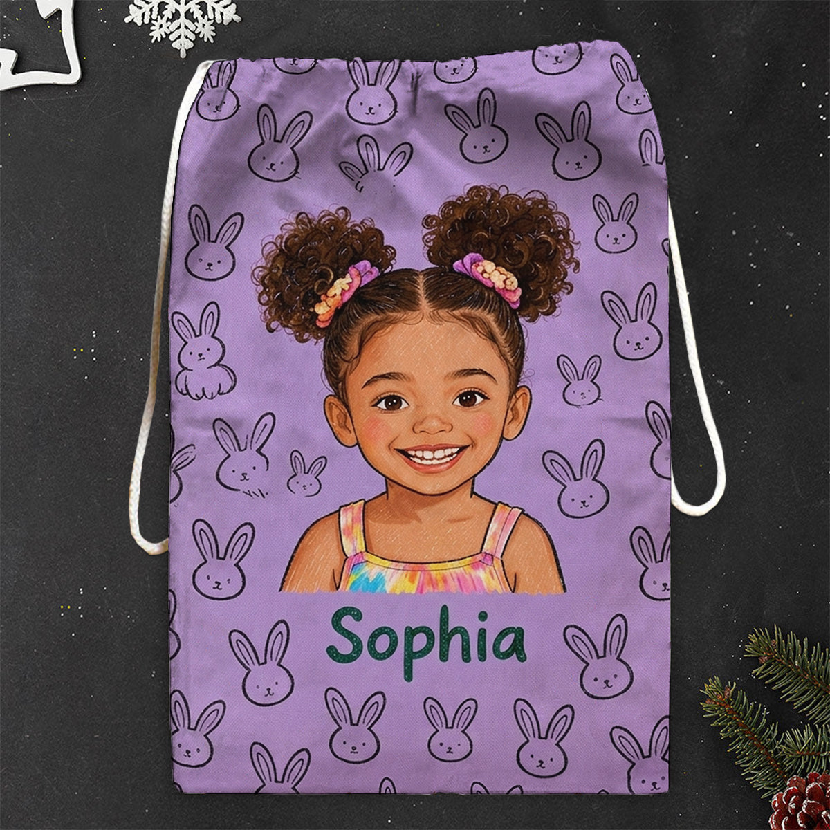 Cute Drawing - Personalized Kid Drawstring Tote Bag
