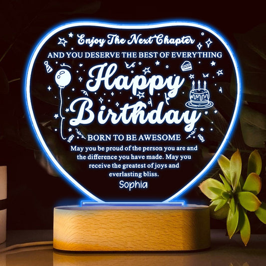 Happy Birthday - Personalized Birthday Shaped Plaque Light Base