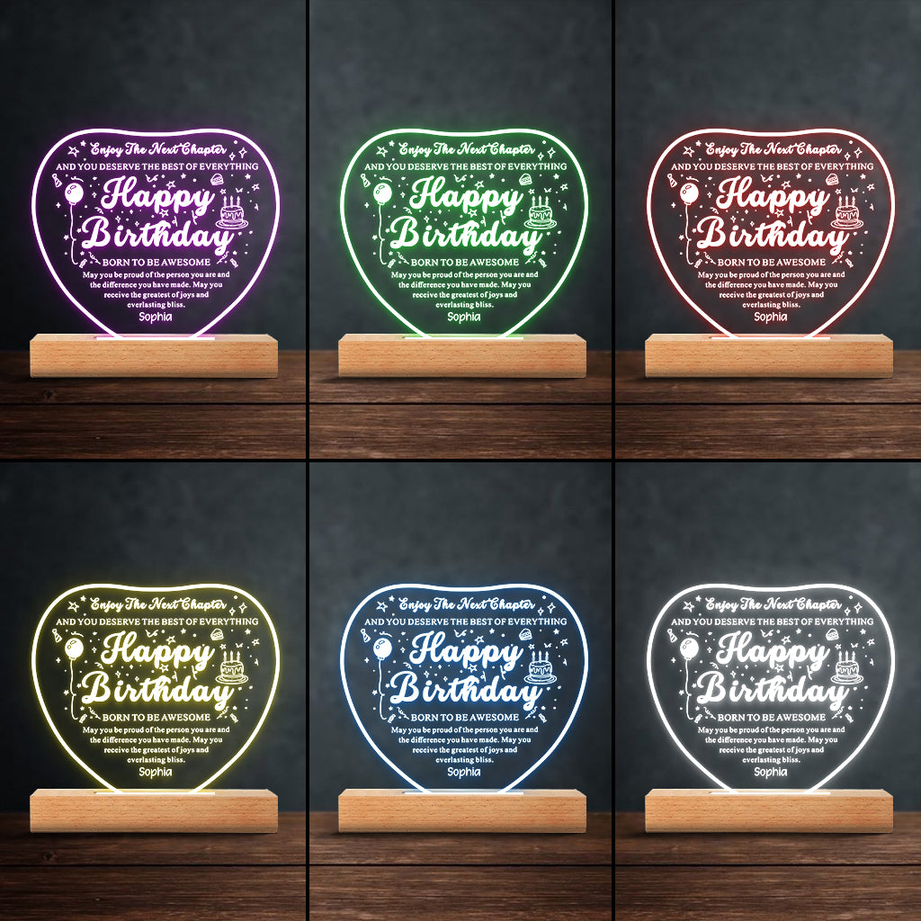 Happy Birthday - Personalized Birthday Shaped Plaque Light Base