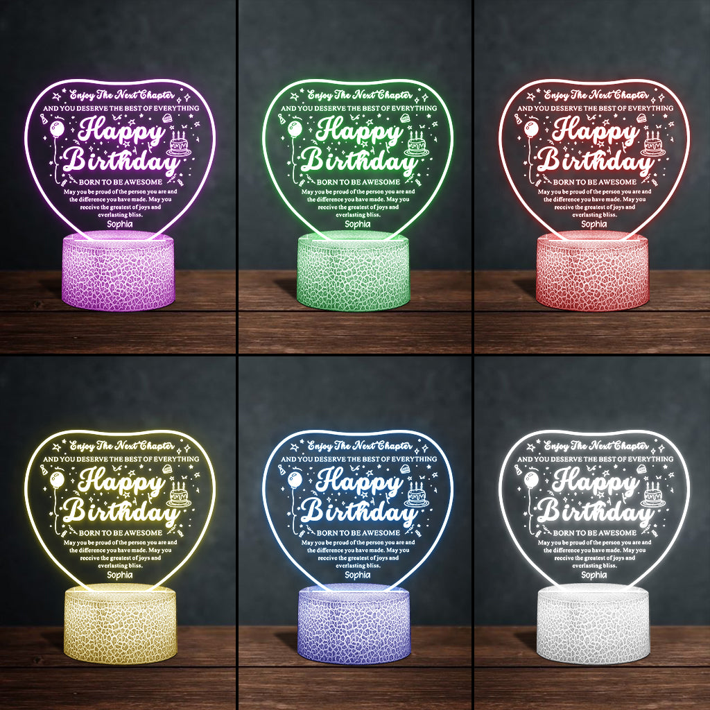 Happy Birthday - Personalized Birthday Shaped Plaque Light Base