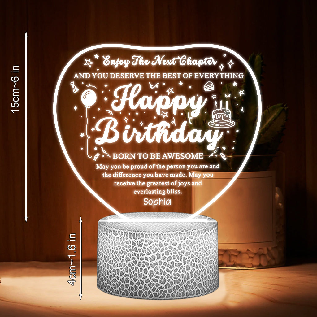 Happy Birthday - Personalized Birthday Shaped Plaque Light Base