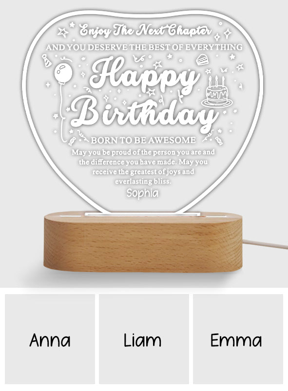 Happy Birthday - Personalized Birthday Shaped Plaque Light Base