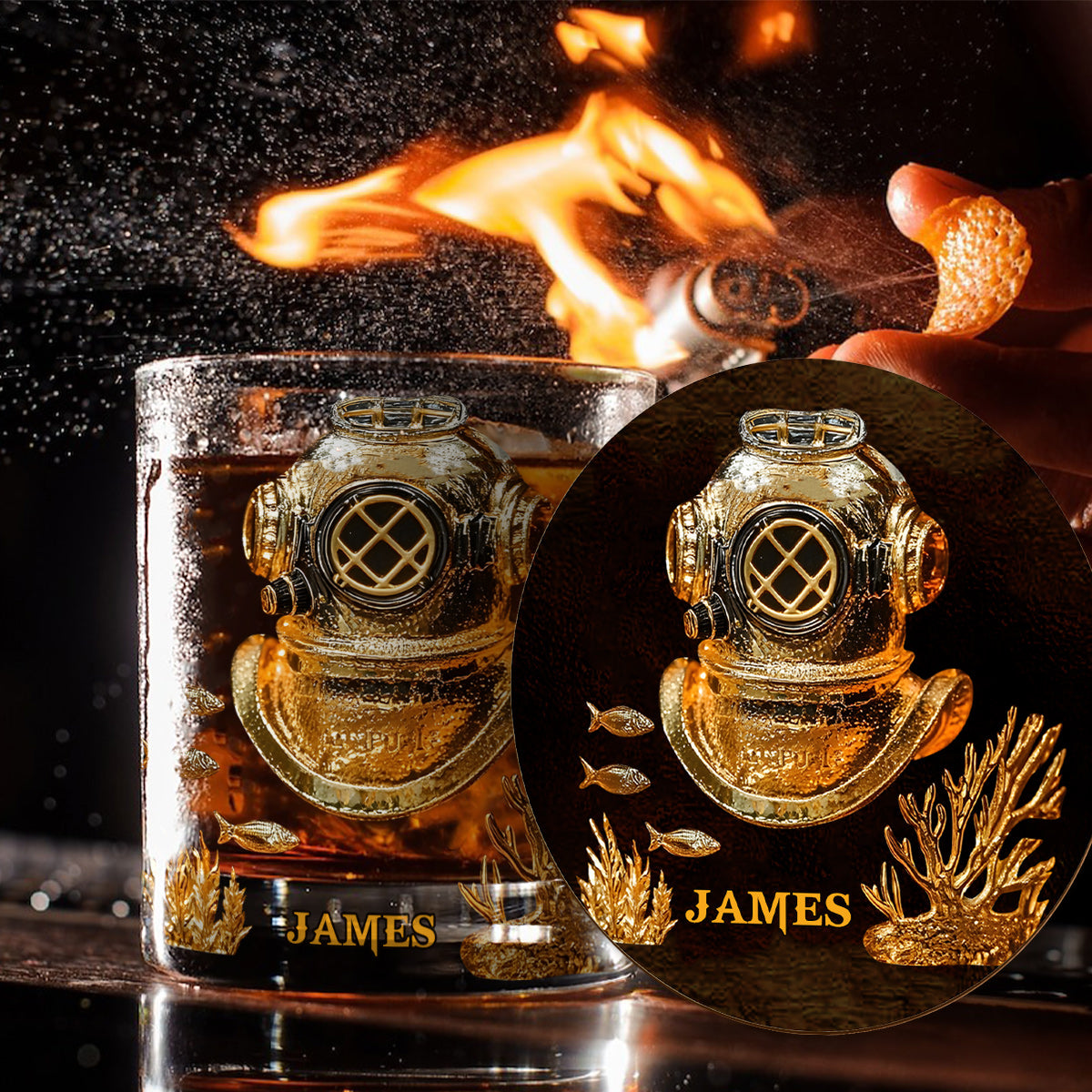 Geschenk für Tauchbegeisterte – personalisiertes Taucher-Whiskyglas
