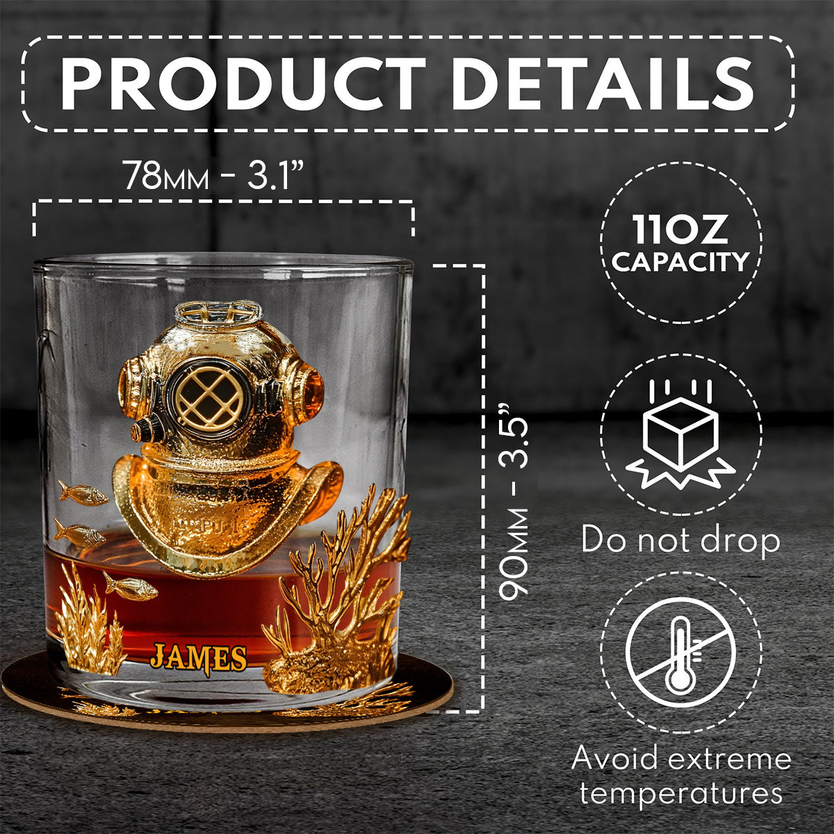 Geschenk für Tauchbegeisterte – personalisiertes Taucher-Whiskyglas