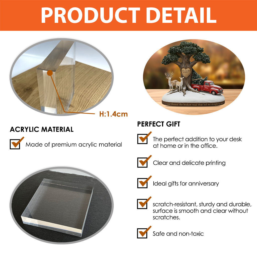 God Blessed The Broken Road Couple - Personalized Couple Custom Shaped Acrylic Plaque