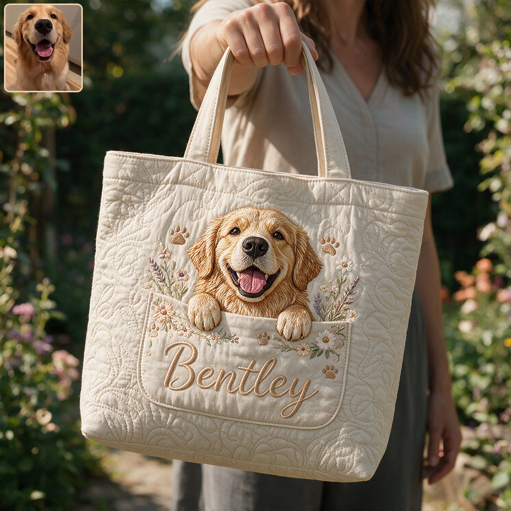 Peeking Pet - Sac fourre-tout en tissu matelassé personnalisé pour chien