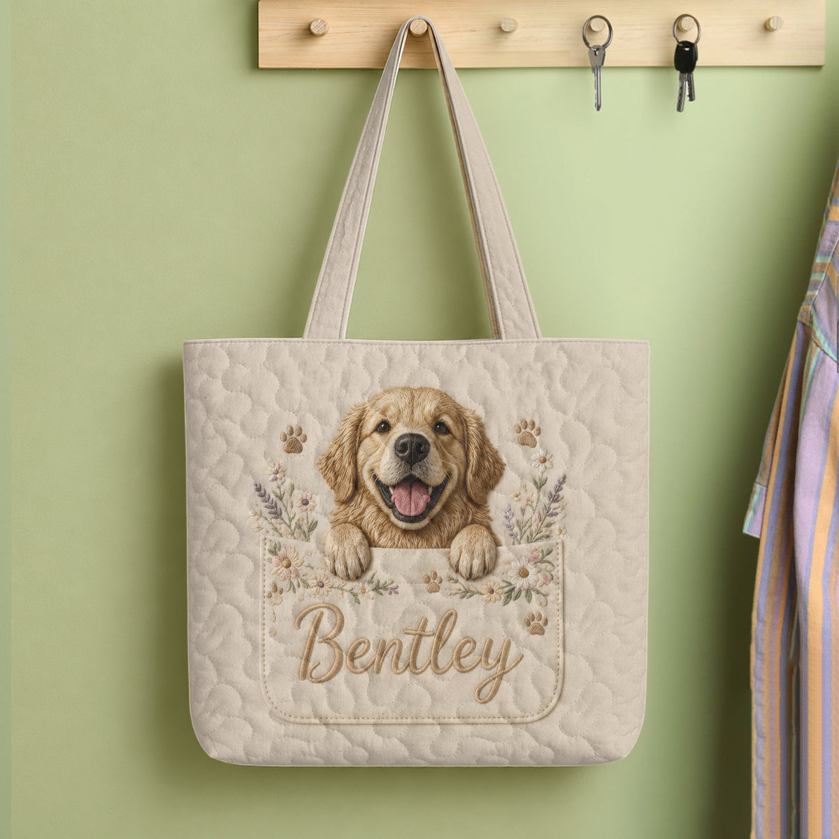 Peeking Pet - Sac fourre-tout en tissu matelassé personnalisé pour chien