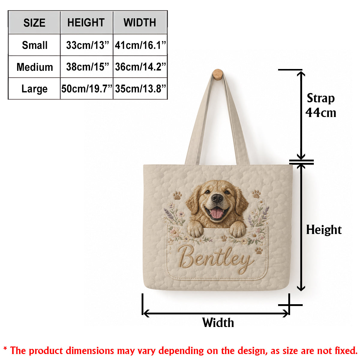 Peeking Pet - Sac fourre-tout en tissu matelassé personnalisé pour chien