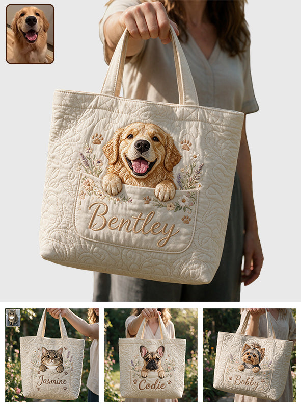 Peeking Pet - Sac fourre-tout en tissu matelassé personnalisé pour chien