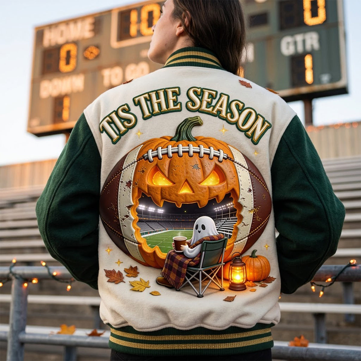 Tis The Season - Personalized Football Varsity Jacket