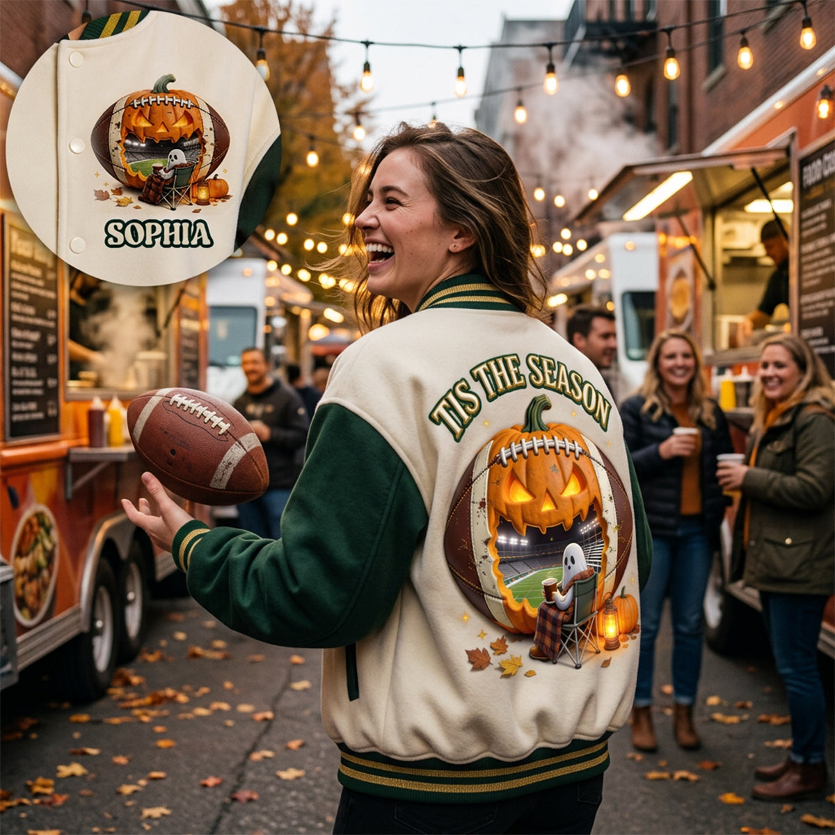 Tis The Season - Personalized Football Varsity Jacket