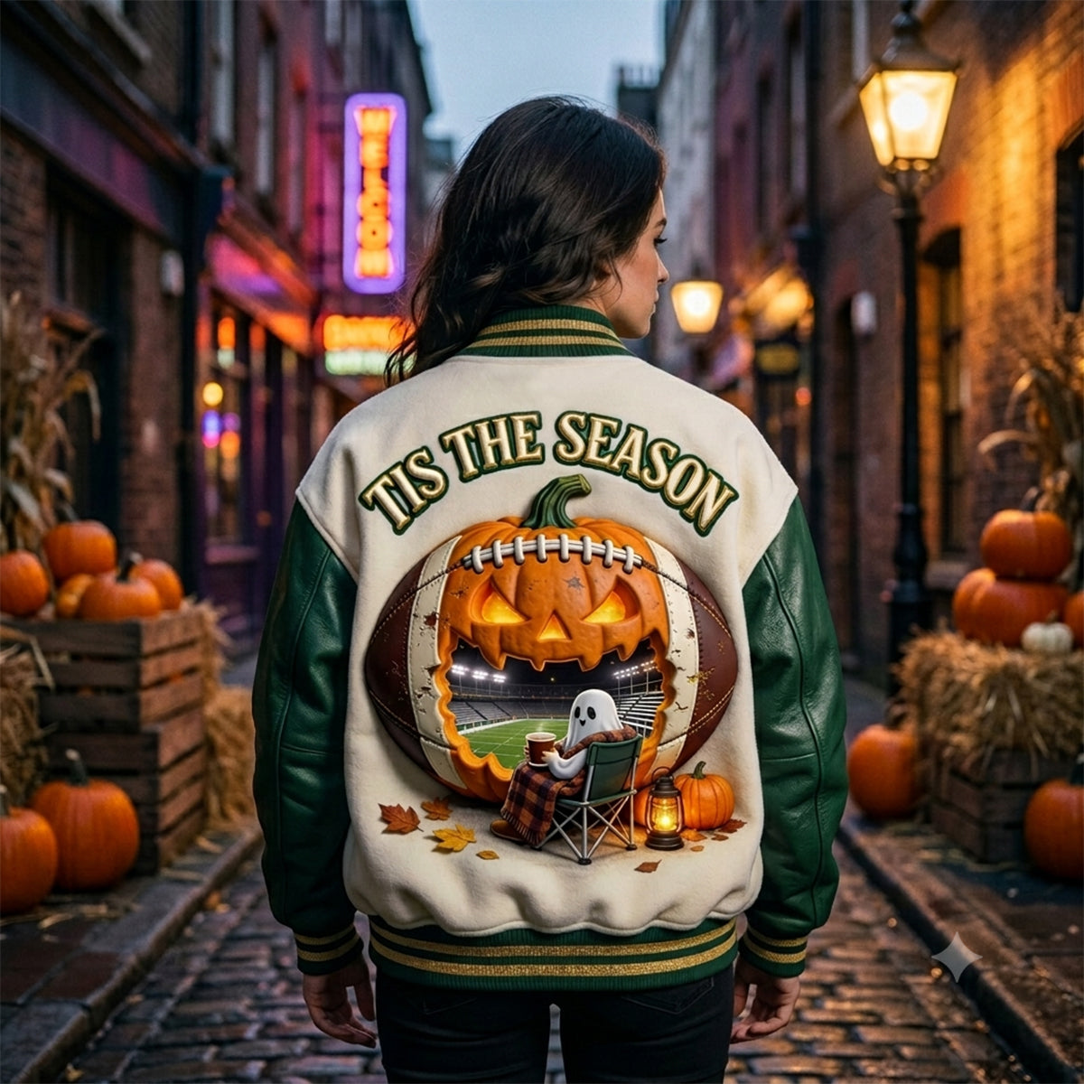 Tis The Season - Personalized Football Varsity Jacket