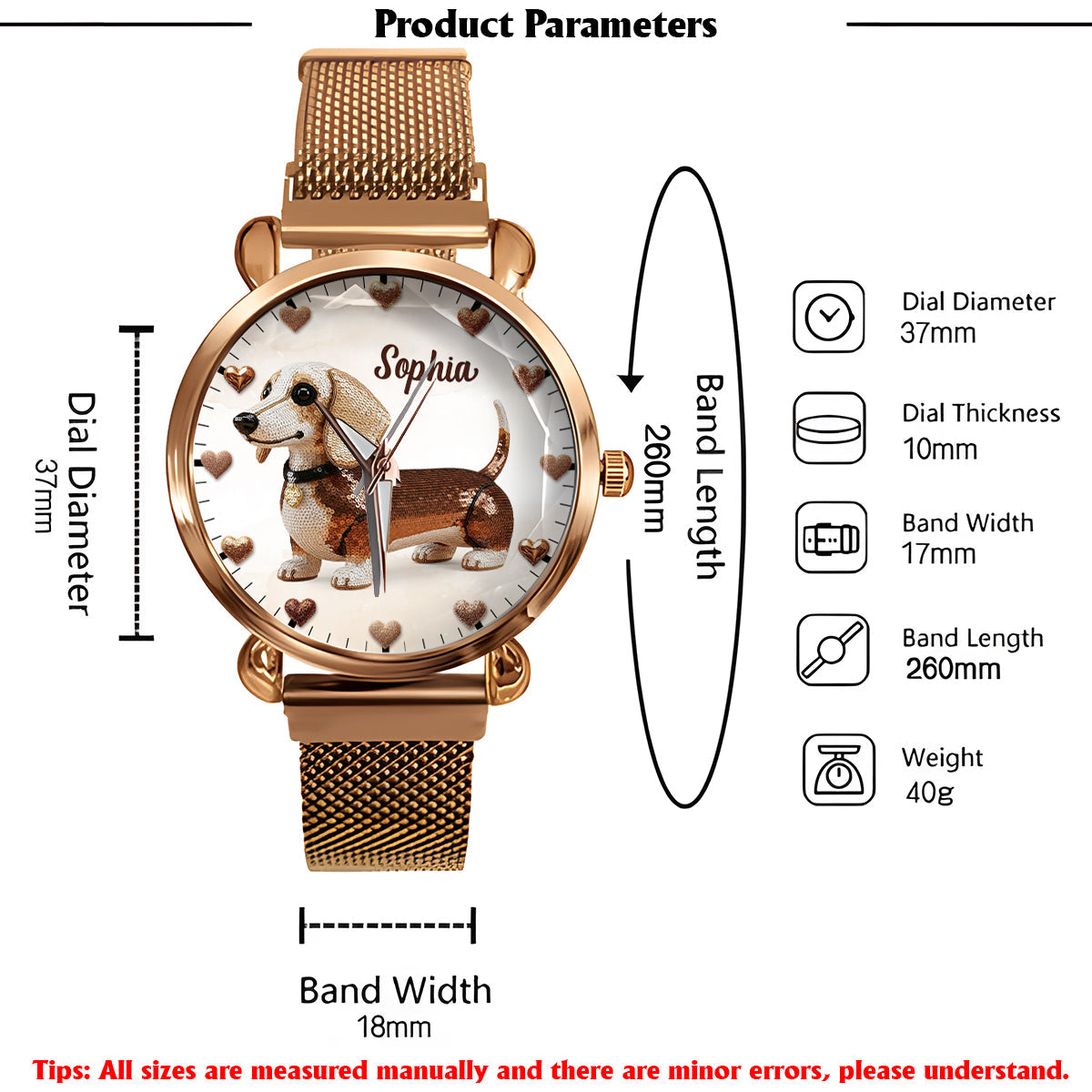 Montre-bracelet personnalisée pour femme, motif chien, idéale pour les amoureux des chiens. 